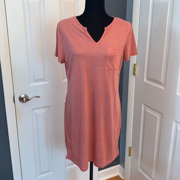 NWOT Split Neck Mini T-Shirt Dress - Picture 3 of 8